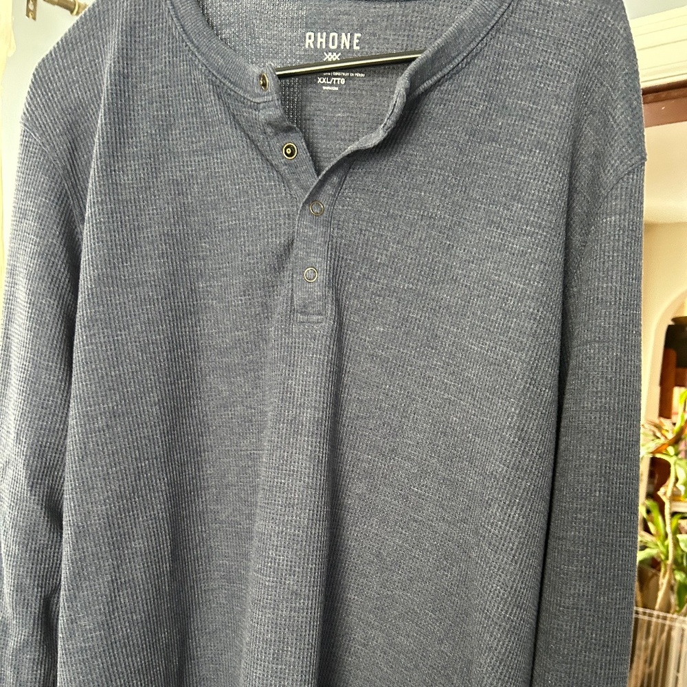 Rhone Henley Shirt Mens XXL Gray Heathered Pima Cotton Performance SDH-182